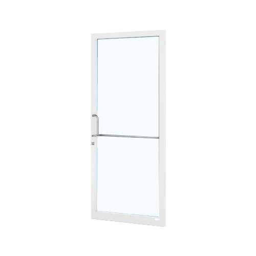 White KYNAR Paint 250 Series Narrow Stile Active Leaf of Pair 3'0 x 7'0 Offset Hung with Geared Hinged Complete Door Std. MS Lock & Bottom Rail