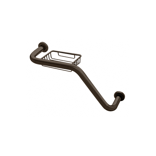 Oil Rubbed Bronze 20" 135 Degree Grab Bar With Wire Basket