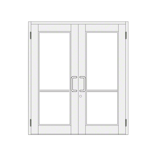 White KYNAR Paint Custom Pair Series 850 Durafront Wide Stile Butt Hinged Entrance Doors for Surface Mount Door Closers