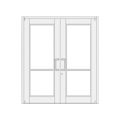White KYNAR Paint Custom Pair Series 850 Durafront Wide Stile Offset Pivot Entrance Doors for Surface Mount Door Closers