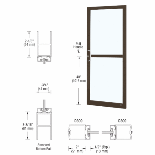 Bronze Black Anodized Custom Single Series 250 Narrow Stile Center Pivot Entrance Door For Panic and Overhead Concealed Door Closer
