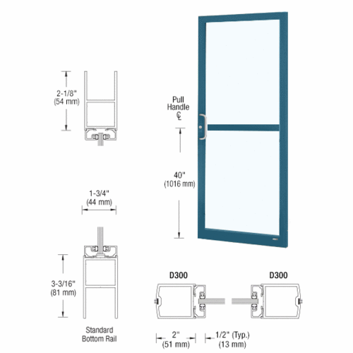Custom KYNAR Paint Custom Single Series 250 Narrow Stile Center Pivot Entrance Door For Panic and Overhead Concealed Door Closer