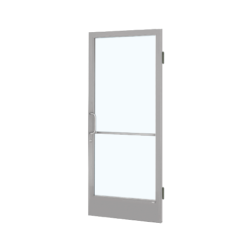 Clear Anodized 250 Series Narrow Stile (RHR) HRSO Single 3'0 x 7'0 Offset Hung with Butt Hinges for Surf Mount Closer Complete Door/Std. MS Lock, 7-1/2" Std. Bottom Rail