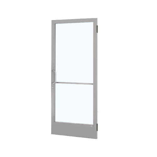 Clear Anodized 250 Series Narrow Stile Active Leaf of Pair 3'0 x 7'0 Offset Hung with Butt Hinges for Surf Mount Closer Complete Door / Std. MS Lock, 7-1/2" Std. Bottom Rail