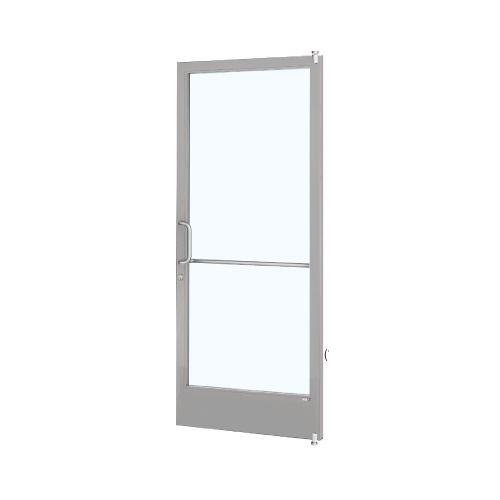 Clear Anodized 250 Series Narrow Stile Active Leaf of Pair 3'0 x 7'0 Offset Hung with Pivots for Surf Mount Closer Complete Door/Std. MS Lock, 7-1/2" Standard Bottom Rail