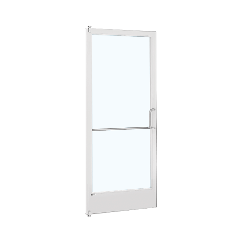 White KYNAR Paint 250 Series Narrow Stile Inactive Leaf of Pair 3'0 x 7'0 Offset Hung with Pivots for Surf Mount Closer Complete Door/Std. MS Lock, 7-1/2" Standard Bottom Rail