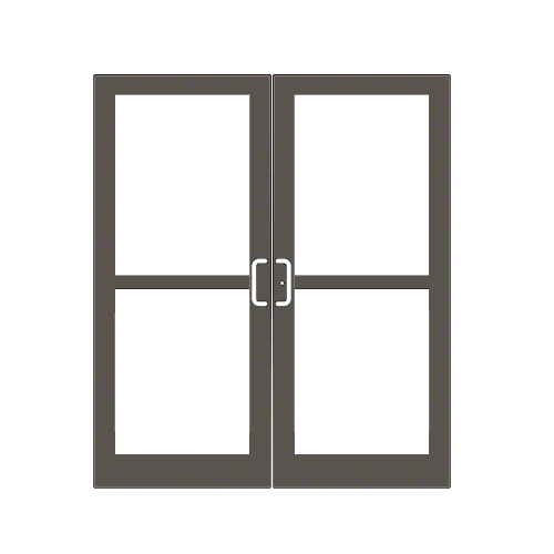 Bronze Black Anodized 400 Series Medium Stile Pair 6'0 x 7'0 Center Hung for OHCC w/Standard Push Bars Complete Panic Door with Std. Panic and Bottom Rail