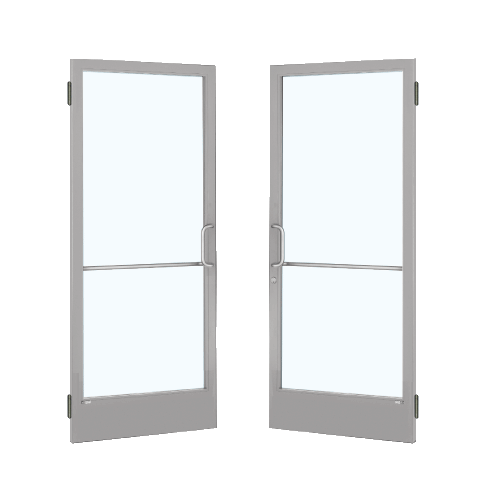 Clear Anodized 250 Series Narrow Stile Pair 6'0 x 7'0 Offset Hung with Butt Hinges for Surf Mount Closer Complete Door/Std. MS Lock, 7-1/2" Std. Bottom Rail