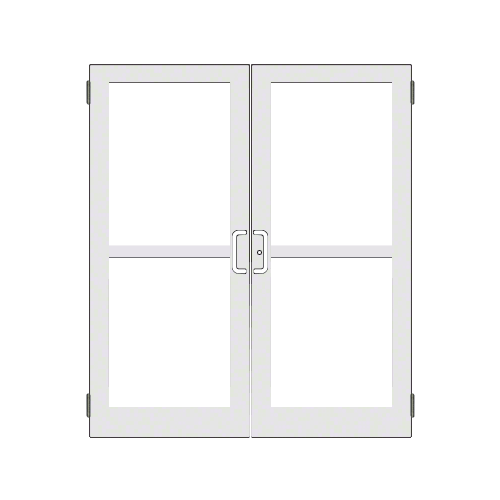 White KYNAR Paint Custom Pair Series 400 Medium Stile Butt Hinged Entrance Door With Panics for Surface Mount Door Closers