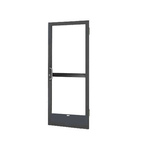 Bronze Black Anodized 250 Series Narrow Stile (RHR) HRSO Single 3' x 7' Offset Hung with Butt Hinges for Surface Mount Closer Complete Panic Door with Standard Panic and 9-1/2" Bottom Rail