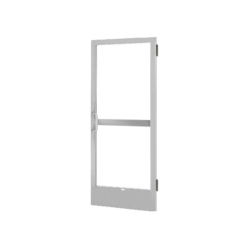 Clear Anodized 250 Series Narrow Stile (RHR) HRSO Single 3' x 7' Offset Hung with Butt Hinges for Surf Mount Closer Complete Panic Door with Standard Panic and 9-1/2" Bottom Rail