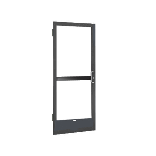 Bronze Black Anodized 250 Series Narrow Stile (LHR) HLSO Single 3' x 7' Offset Hung with Butt Hinges for Surface Mount Closer Complete Panic Door with Standard Panic and 9-1/2" Bottom Rail