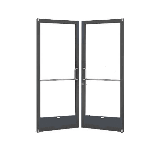 Bronze Black Anodized 250 Series Narrow Stile Pair 6'0 x 7'0 Offset Hung with Pivots for Surface Mount Closer Complete ADA Door(s) with Lock Indicator, Cylinder Guard - for 1" Glazing