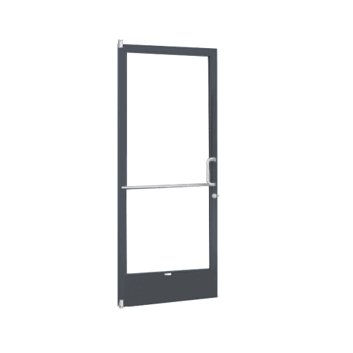 Bronze Black Anodized for 250 Series Narrow Stile (LHR) HLSO Single 3'0 x 7'0 Offset Hung with Pivots for Surface Mount Closer Complete ADA Door, Lock Indicator, Cylinder Guard - 1" Glazing