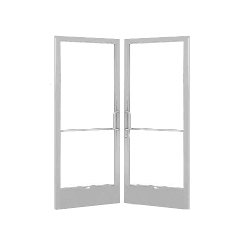 Clear Anodized 250 Series Narrow Stile Pair 6'0 x 7'0 Offset Hung with Geared Hinged Complete ADA Door(s) with Lock Indicator, Cylinder Guard - for 1" Glazing