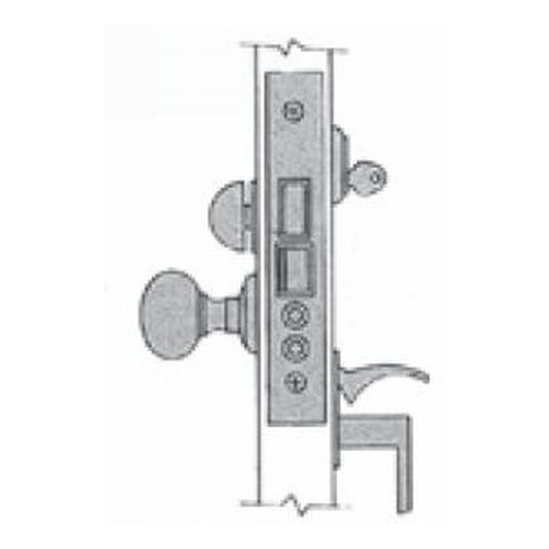 Right Hand Residential Entry Handleset by Knob 2-1/2" Backset Mortise Lock Body with 1" Face Unlacquered Brass Finish