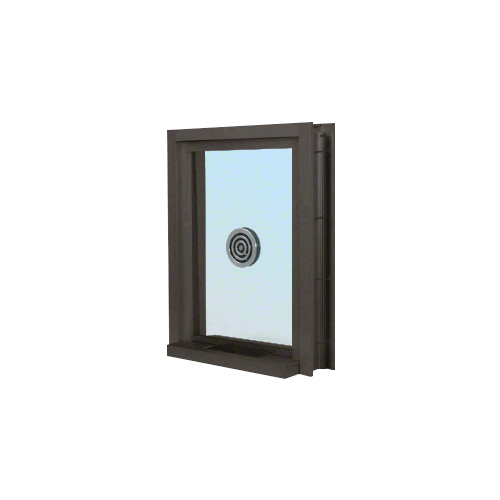 CRL C0EW2436DU Dark Bronze 28" Wide x 38" High Bullet Resistant Clamp-On Exterior Window With Speak-Thru and Shelf With Deal Tray Protection Level 1