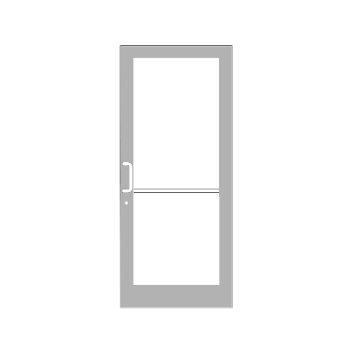 Clear Anodized 400 Series Medium Stile (RHR) HRSO Single 3'0 x 7'0 Offset Hung with Geared Hinged Complete Door for 1" Glass with Standard MS Lock and Bottom Rail