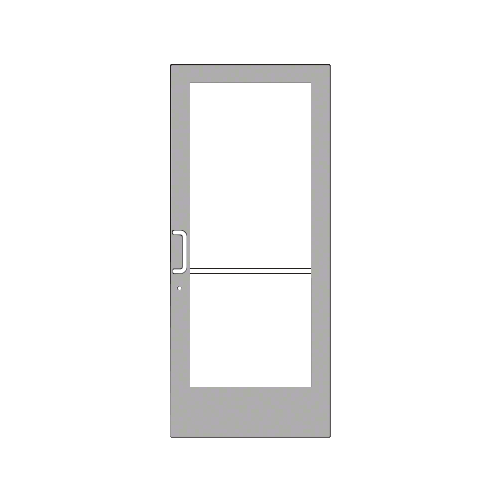 Clear Anodized 400 Series Medium Stile (RHR) HRSO Single 3'0 x 7'0 Offset Hung with Geared Hinged Complete Door for 1" Glass with Standard MS Lock and Bottom Rail