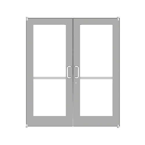 Clear Anodized 550 Series Wide Stile Pair 6'0 x 7'0 Offset Hung with Pivots for Surf Mount Closer Complete Door for 1" Glass with Standard MS Lock and Bottom Rail