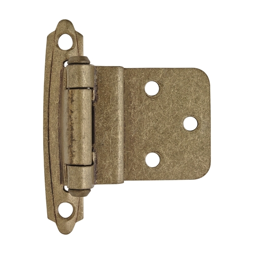 3/8" (10 mm) Inset Self Closing Face Mount Cabinet Hinge Burnished Brass Finish - Pair