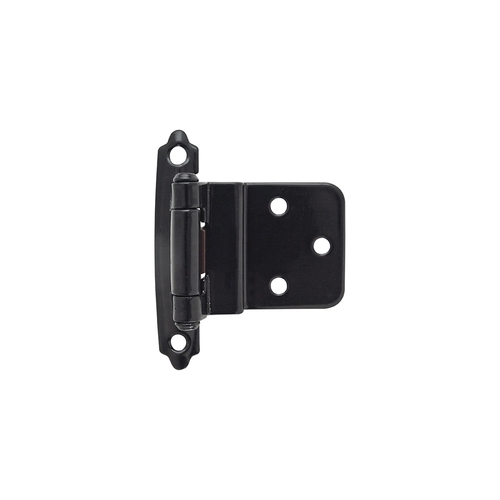 Functional Hardware Self-Closing Face Mount Hinge 3/8 Inch Inset Black - Pair