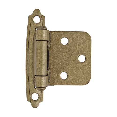 Variable Overlay Self Closing Face Mount Cabinet Hinge Burnished Brass Finish - Pair