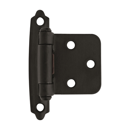 Variable Overlay Self Closing Face Mount Cabinet Hinge Flat Black Finish - Pair