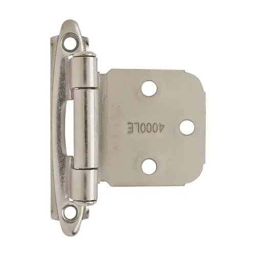 Variable Overlay Self Closing Face Mount Cabinet Hinge Satin Nickel Finish - Pair