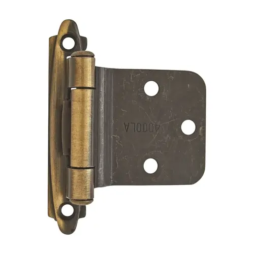 Variable Overlay Self Closing Face Mount Cabinet Hinge Antique Brass Finish - Pair