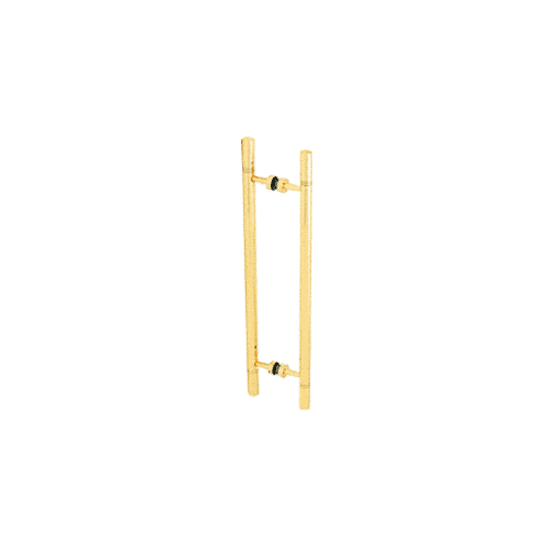 Polished Brass 25" Overall Length Glass Mounted Back-to-Back Ladder Style Pull Handle with Undercut Accent Rings