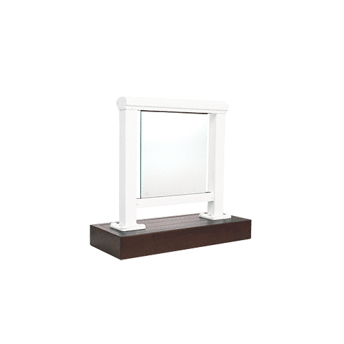 White Large Aluminum Railing Showroom Glass Display with Wood Base
