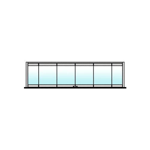 Satin Anodized 6-Panel Bipart Overhead Track Half Bi-Fold Door Configuration