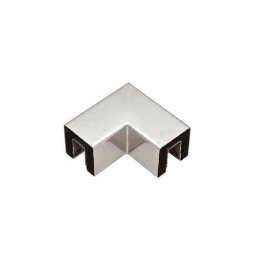 Polished Stainless 90 Degree Horizontal Corner for 2-1/2" Square Glass Cap Railing