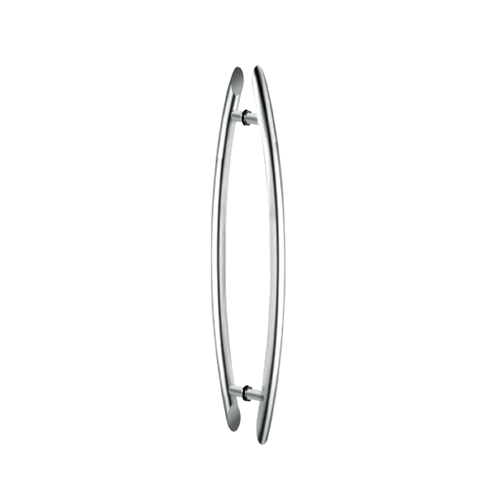 Polished Stainless 24" Glass Mounted Crescent End-Mount Back-to-Back Pull Handle