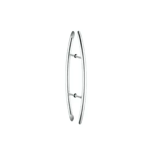 Polished Stainless Glass Mounted Crescent Mid-Mount Back-to-Back Pull Handle - 12" (305 mm)