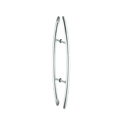 Polished Stainless Glass Mounted Crescent Mid-Mount Back-to-Back Pull Handle - 24" (610 mm)