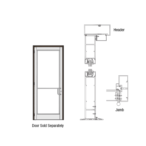 DH-350 Up and Over Frame Prepped for Dor-O-Matic Electric Panic and 3 Butt Hinges for 36" x 84" Door Opening Hinge Left Swing-Out, Dark Bronze/Black Anodized Class 1