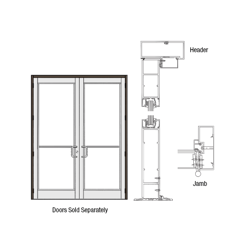 DH-350 Up and Over Frame for Pair 72" x 96" Door Opening Prepped for Three-Point Lock and Butt Hinges, Dark Bronze/Black Anodized Class 1