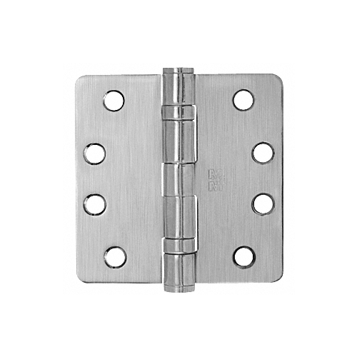 Satin Chrome 4" x 4" Commercial Bearing Hinge - 1/4" Radius