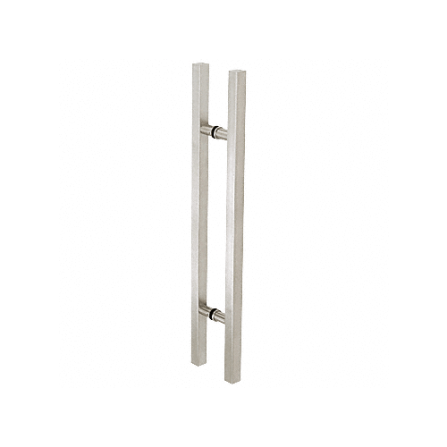 Brushed Stainless Glass Mounted Square Ladder Style Pull Handle with Round Mounting Posts - 36" (914 mm) Overall Length