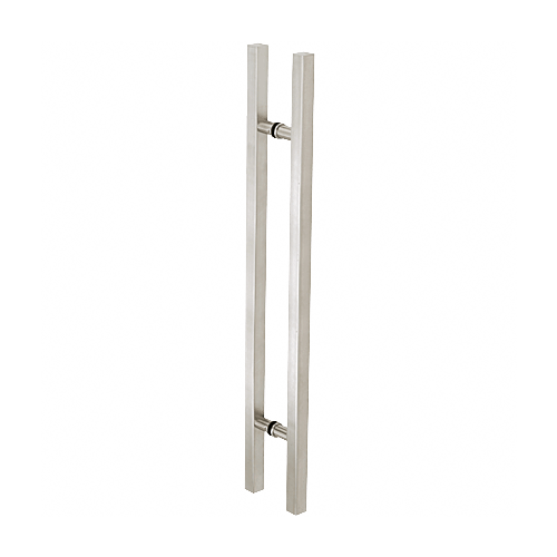 Brushed Stainless Glass Mounted Square Ladder Style Pull Handle with Round Mounting Posts - 48" Overall Length