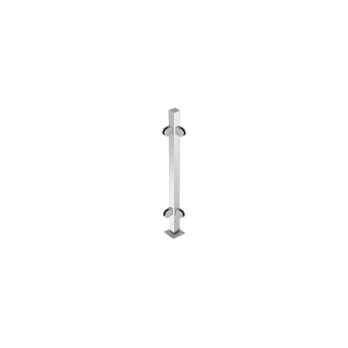 Polished Stainless 18" High 1" Square PP48 Mini Plaza Series Partition Corner Post With Mini Z-Clamps