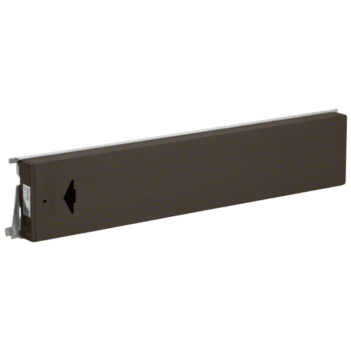Model 3185 Mid-Panel Concealed Vertical Rod Exit Device With Top Latch Arrow Engraved on Push Pad Left Hand Reverse Bevel Dark Bronze Finish