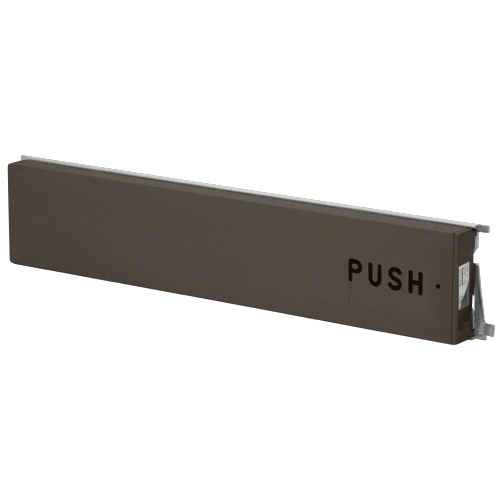 Model 3185 Mid-Panel Concealed Vertical Rod Exit Device with Top Pullman Latch "PUSH" Engraved on Push Pad Right Hand Reverse Bevel Dark Bronze Finish