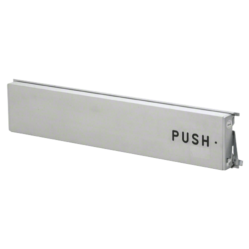 Model 3186 Mid-Panel Concealed Vertical Rod Exit Device Aluminum Finish Right Hand Reverse Bevel with the word "PUSH" Engraved on Push Pad