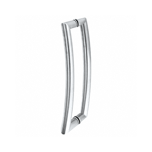 Polished Stainless Glass Mounted Curved Tubular Back-to-Back Pull Handle - 24" (610 mm)