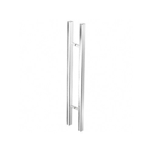 Polished Stainless Glass Mounted Square Ladder Style Pull Handle with Square Mounting Posts - 36"