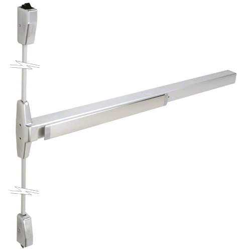 Surface Mounted Vertical Rod Panic Exit Device with Smooth Case Satin Chrome Finish 48" x 84" Exit Only