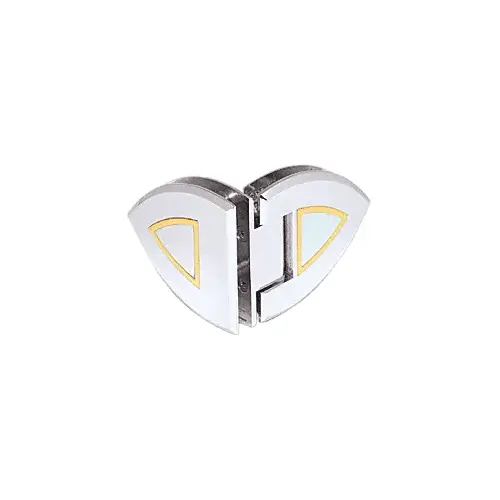 Chrome with Gold Plated Accents Cathedral 090 Series 90 degree Glass-to-Glass Hinge
